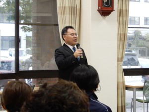 ウェルカムパーティーにて野田グローバル教育センター長挨拶